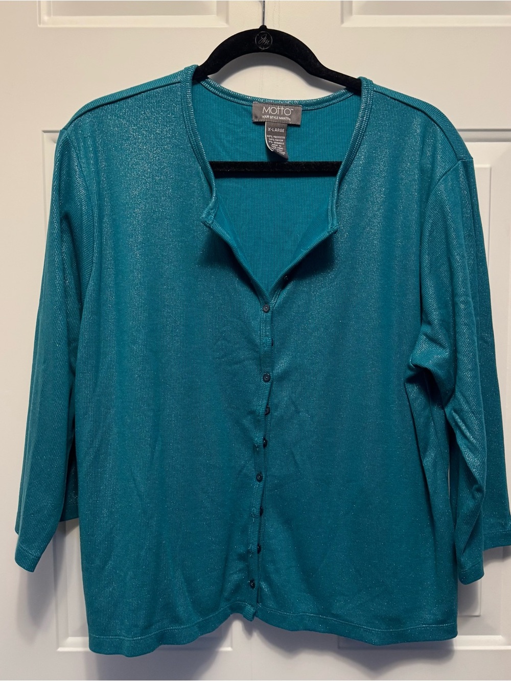 MottoTeal Button-Front Women's Top - Henley styleLightweight Layering Shirt XL